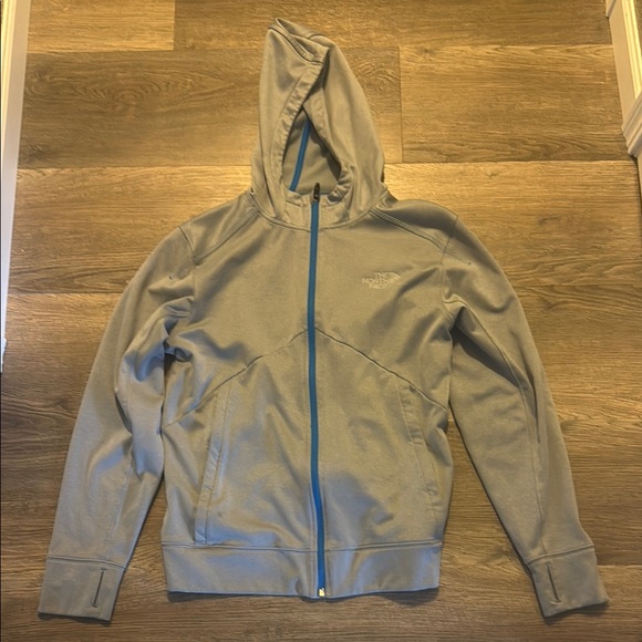 The North Face Other - The North Face Light Gray Hoodie with Blue Zipper